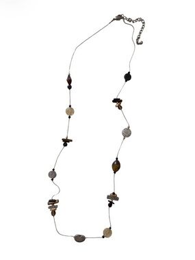 Chico’s Strength and Inspire Delicate Mixed Bead Long Necklace in Brown and Gold